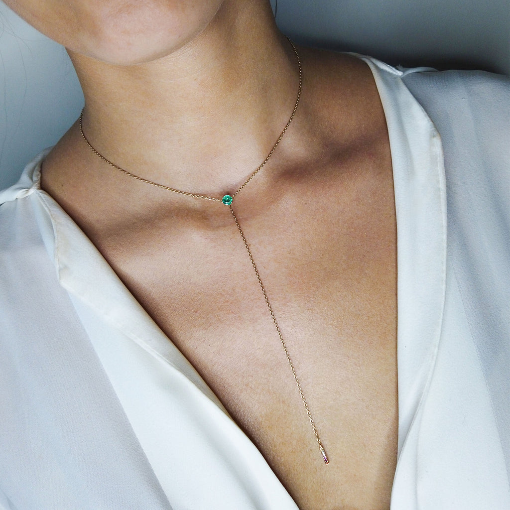 Collier Anima avec émeraude en or rose 18 carats