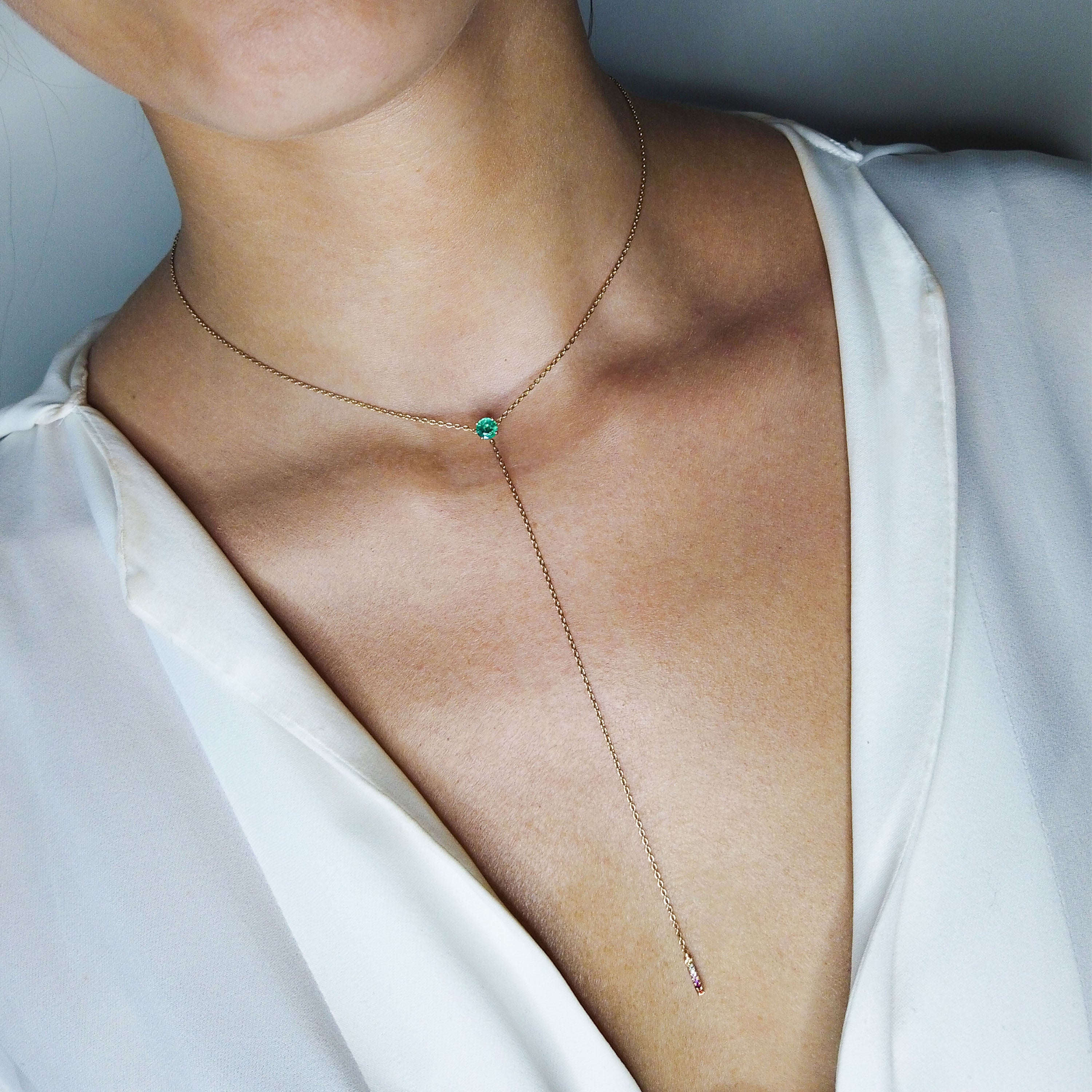 Collier Anima avec émeraude en or rose 18 carats