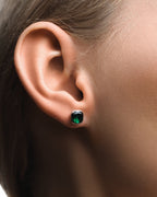 Boucles d'oreilles à clou Asscher émeraude