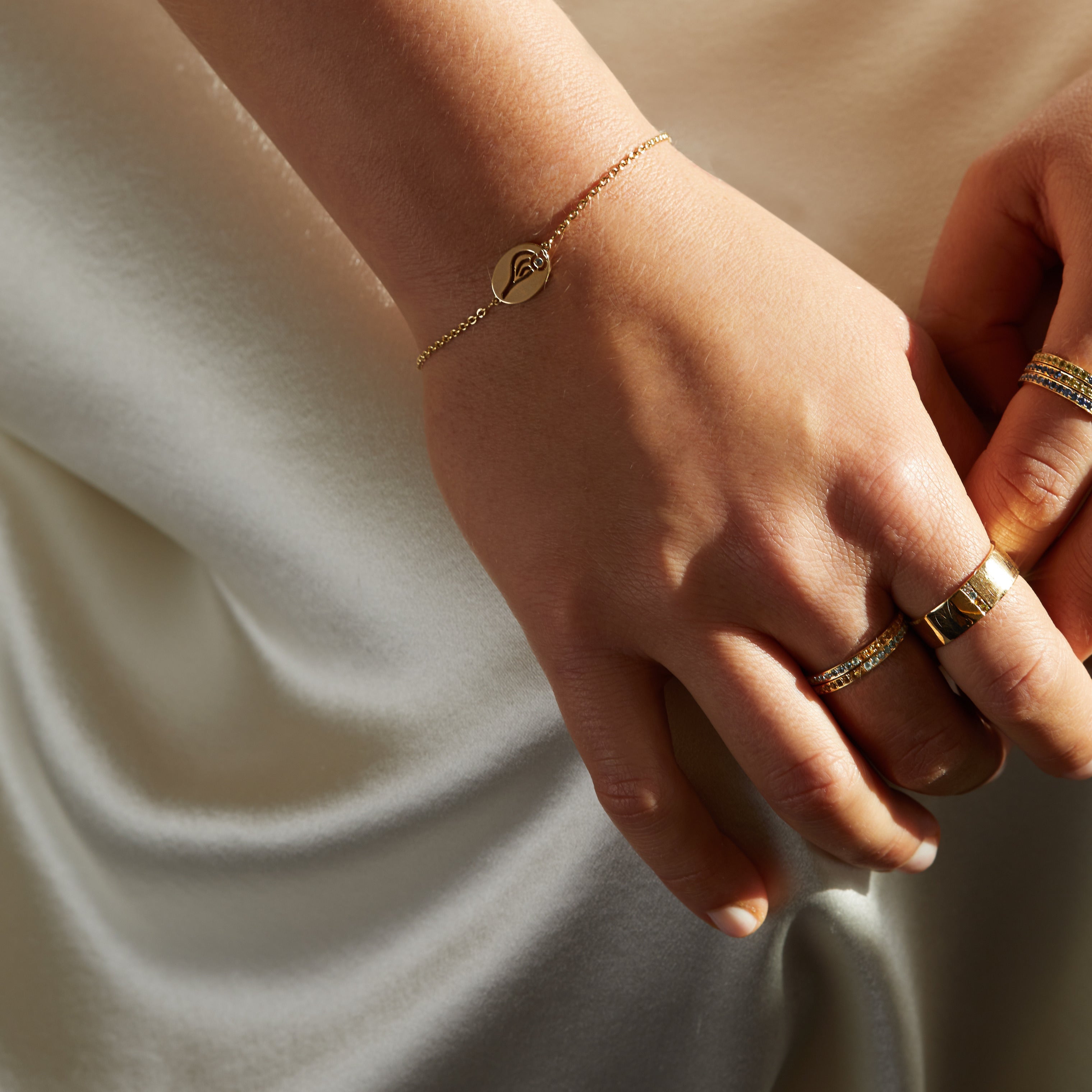 Bague Journey en topaze bleue et citrine, or jaune 18 carats