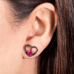 Halo Heart en diamants noirs et or rose 18 carats