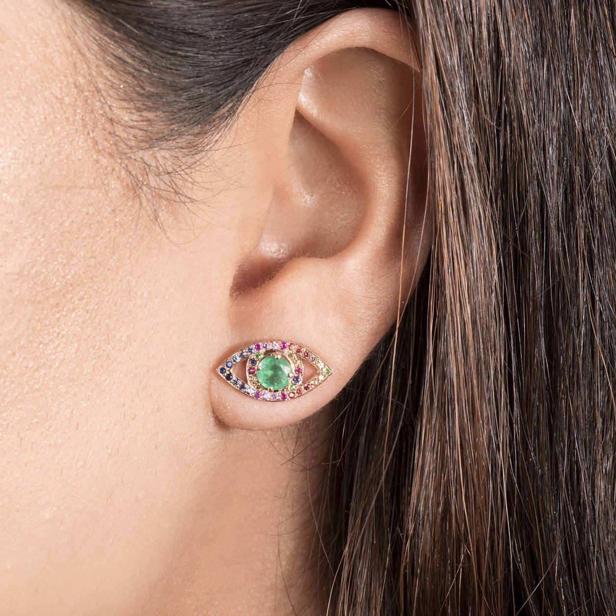 Halo Œil arc-en-ciel en or rose 18 carats