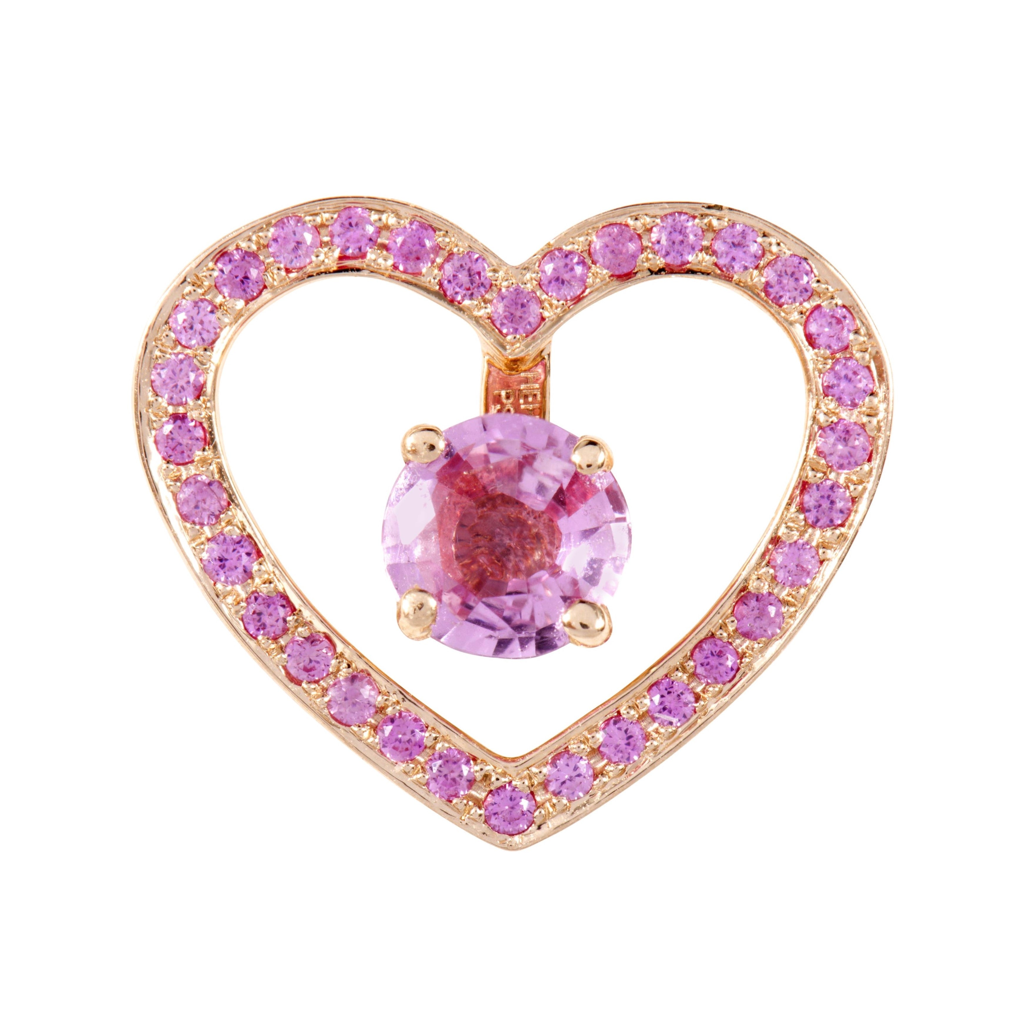 Boucle d'oreille à clou en saphir rose