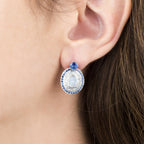 Boucle d'oreille à clou en saphir bleu