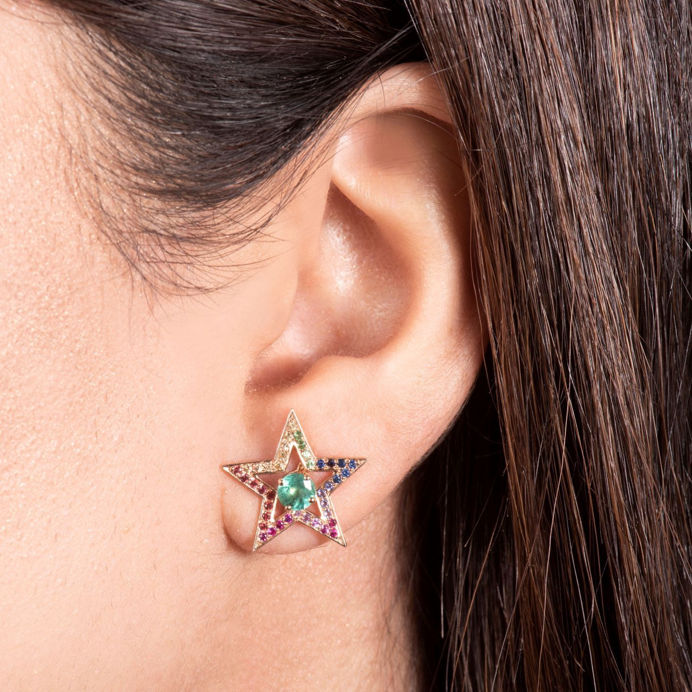 Halo Étoile arc-en-ciel en or rose 18 carats