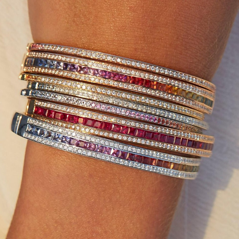 Bracelet Journey en diamants, saphirs roses et or rose 18 carats