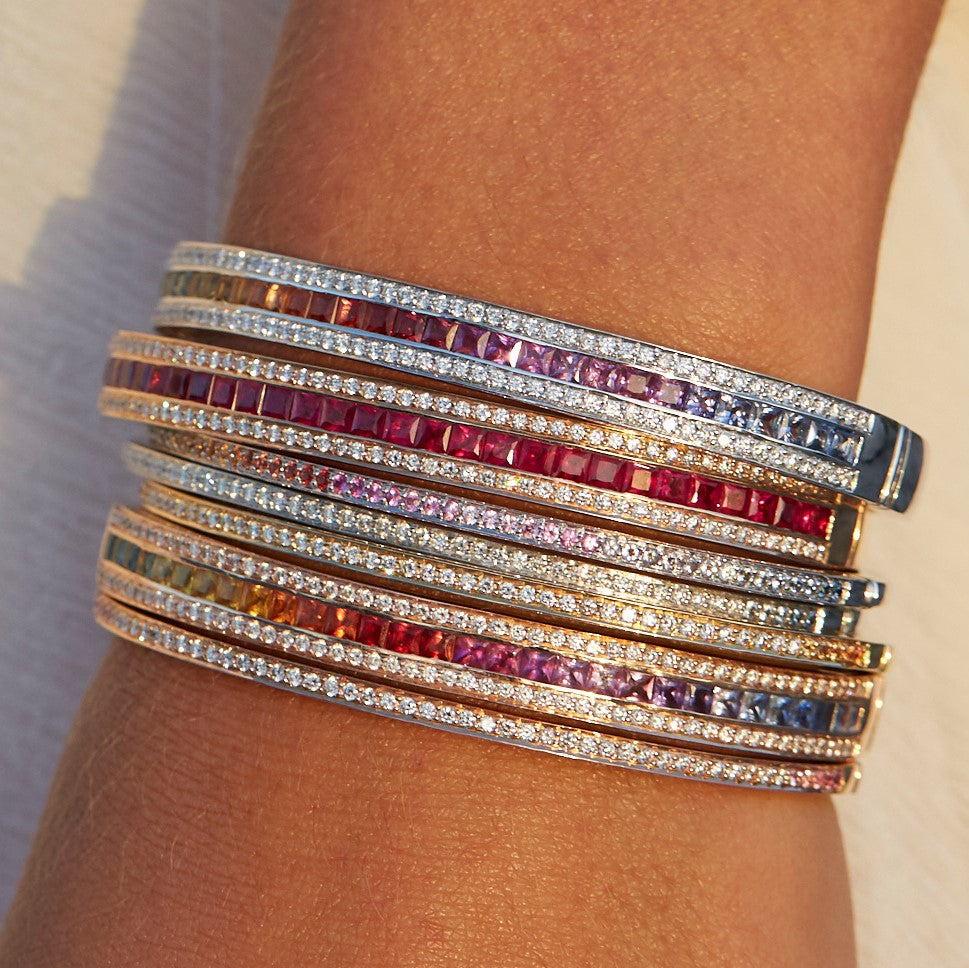 Bracelet Union en rubis, diamants et or rose 18 carats