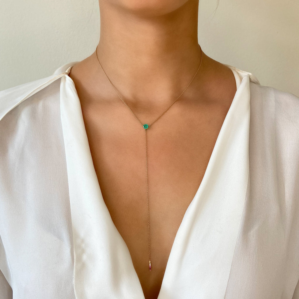 Collier Anima avec émeraude en or rose 18 carats