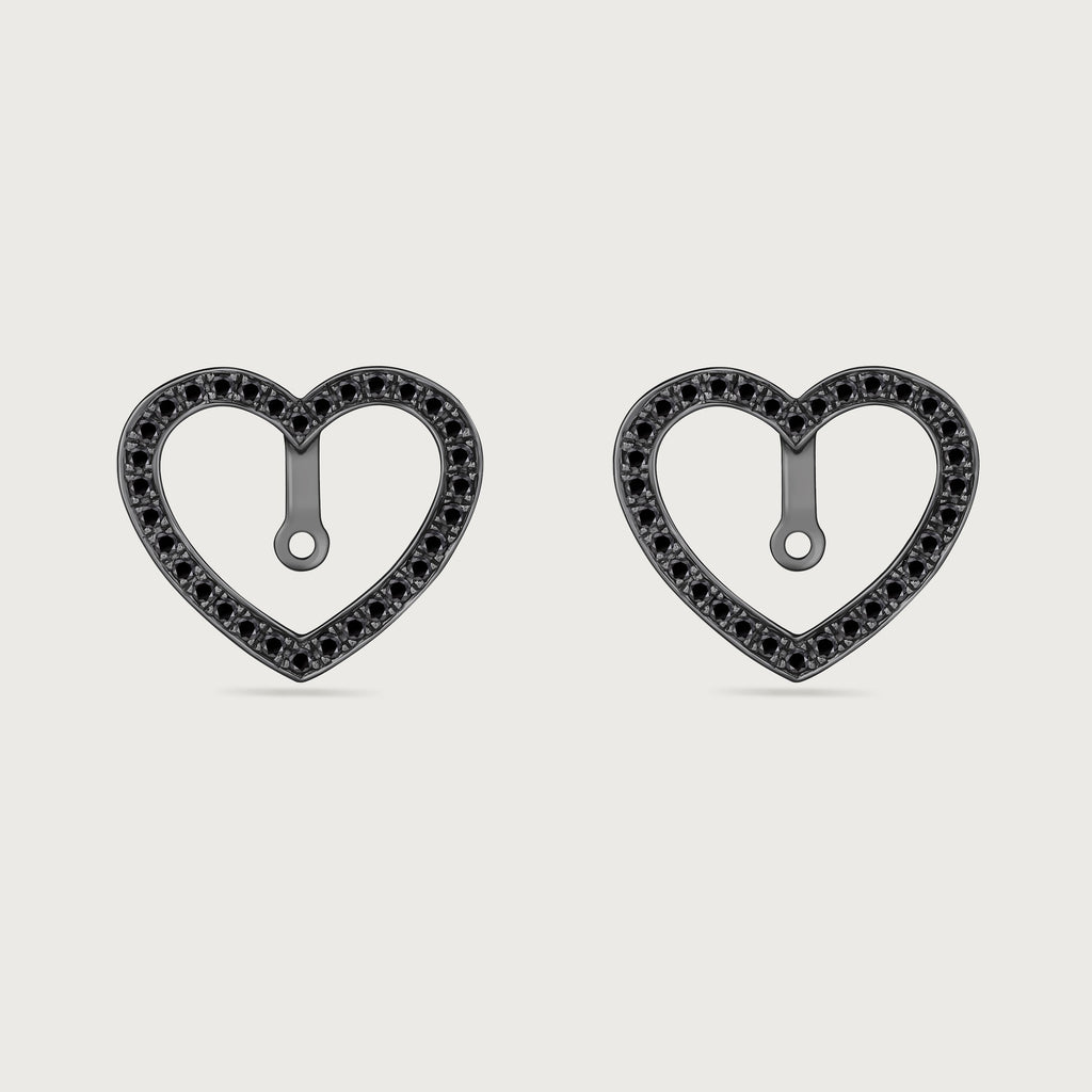 Halo Heart en diamants noirs et or rose 18 carats