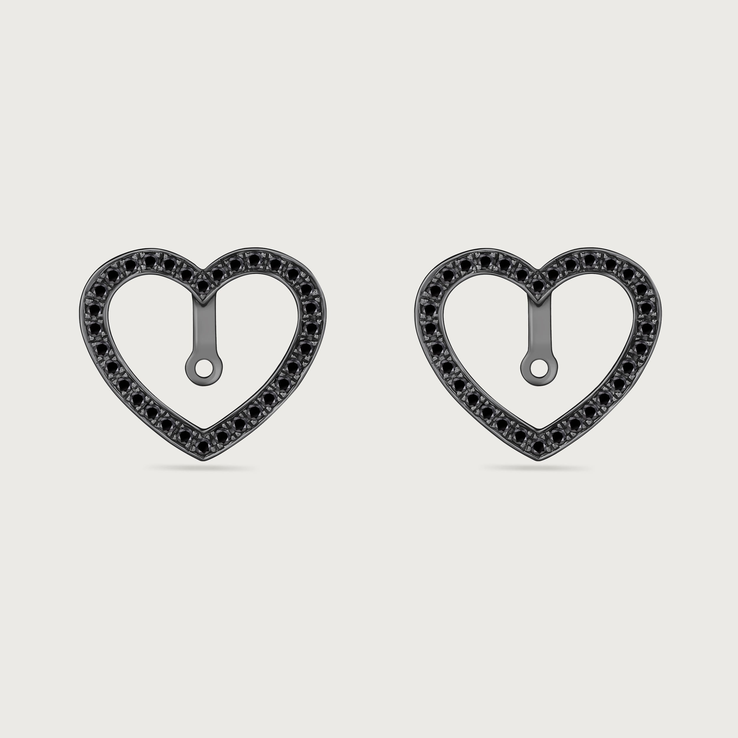 Halo Heart en diamants noirs et or rose 18 carats