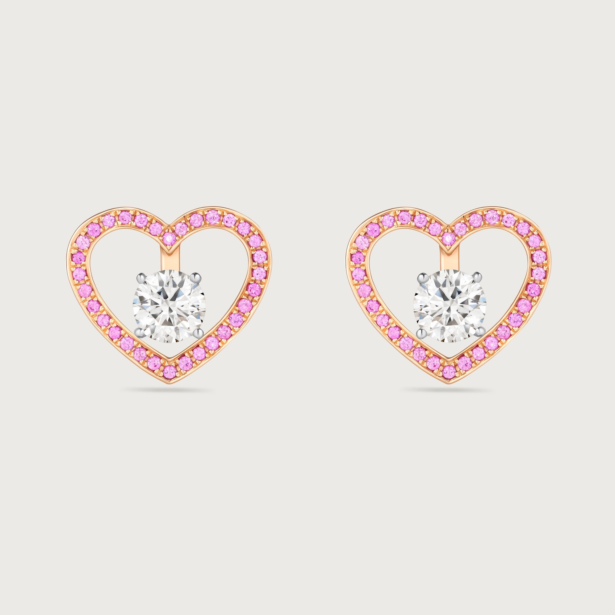 Halo Heart en saphirs roses et or rose 18 carats