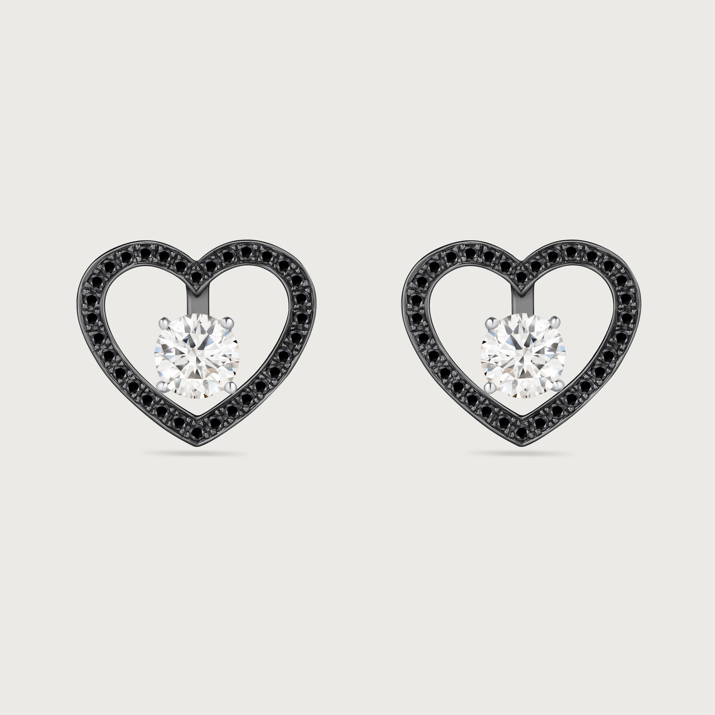 Halo Heart en diamants noirs et or rose 18 carats