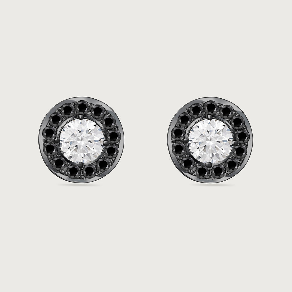 Halo en diamants noirs et or blanc 18 carats