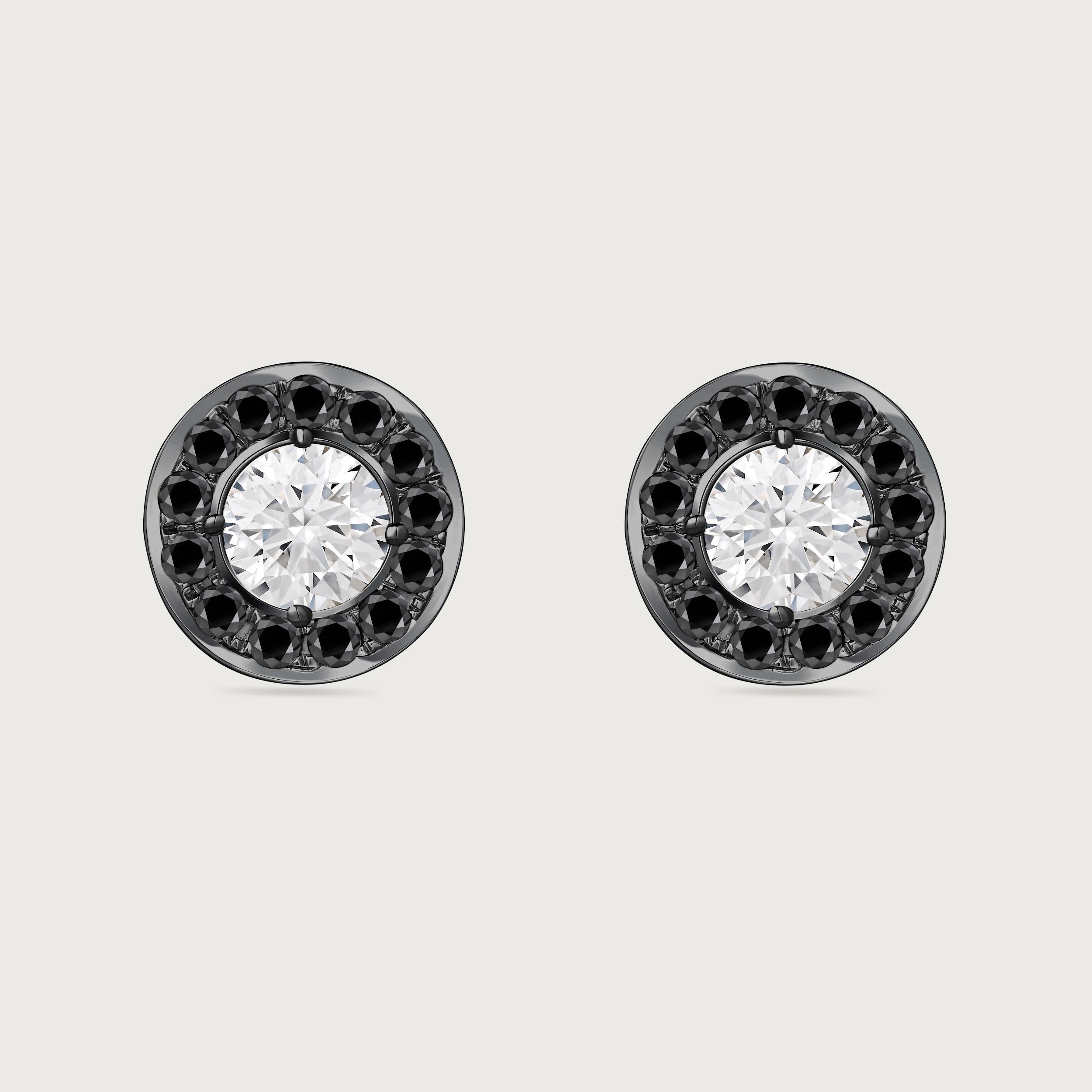Halo en diamants noirs et or blanc 18 carats