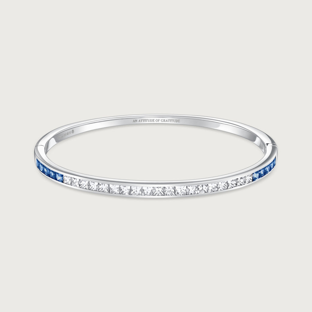 Bracelet Ortus en diamants et saphirs bleus, or blanc 18 carats