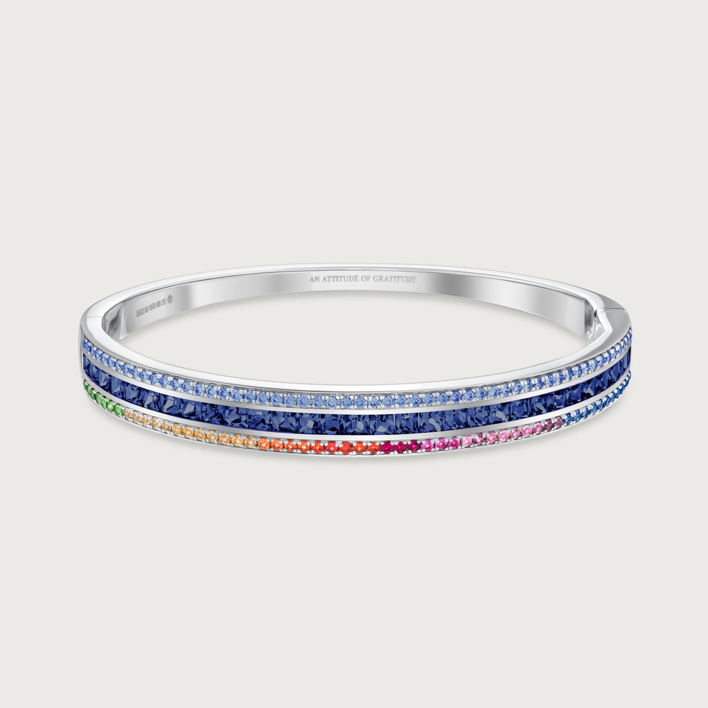 Bracelet Radiant Union arc-en-ciel en saphirs bleus et or blanc 18 carats
