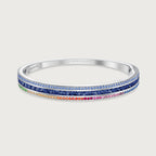 Bracelet Radiant Union arc-en-ciel en saphirs bleus et or blanc 18 carats