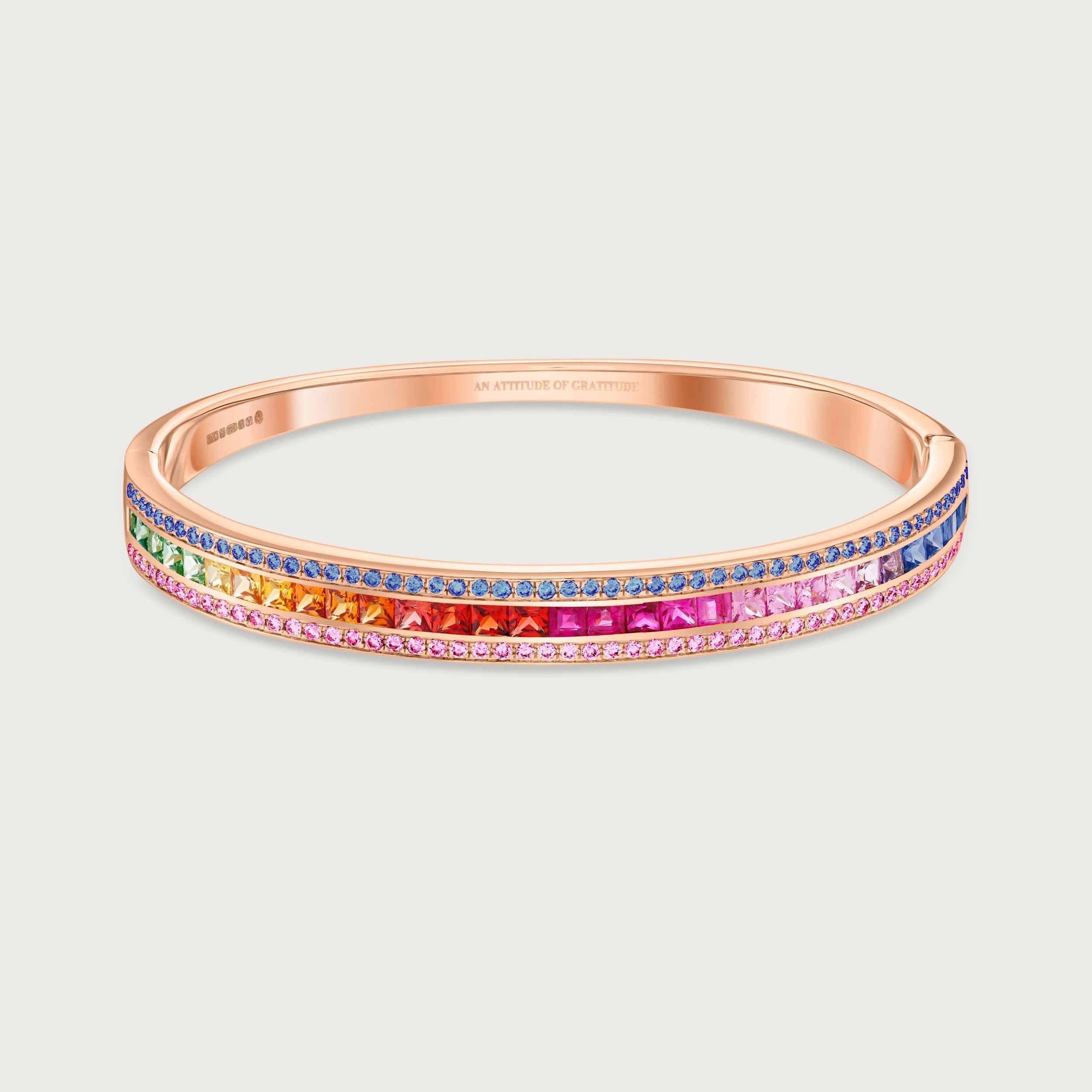 Bracelet Radiant Union arc-en-ciel en or rose 18 carats