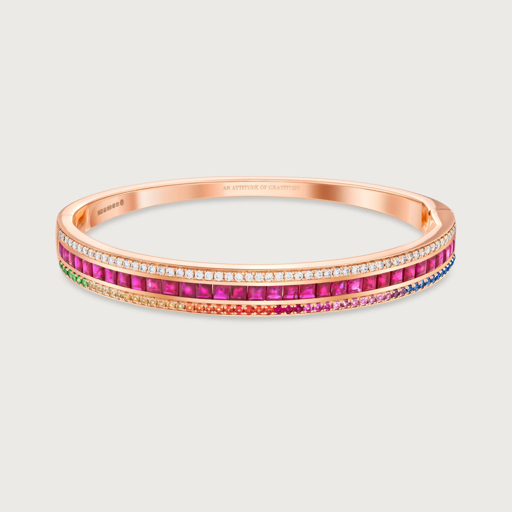Bracelet Radiant Union arc-en-ciel et rubis, or rose 18 carats
