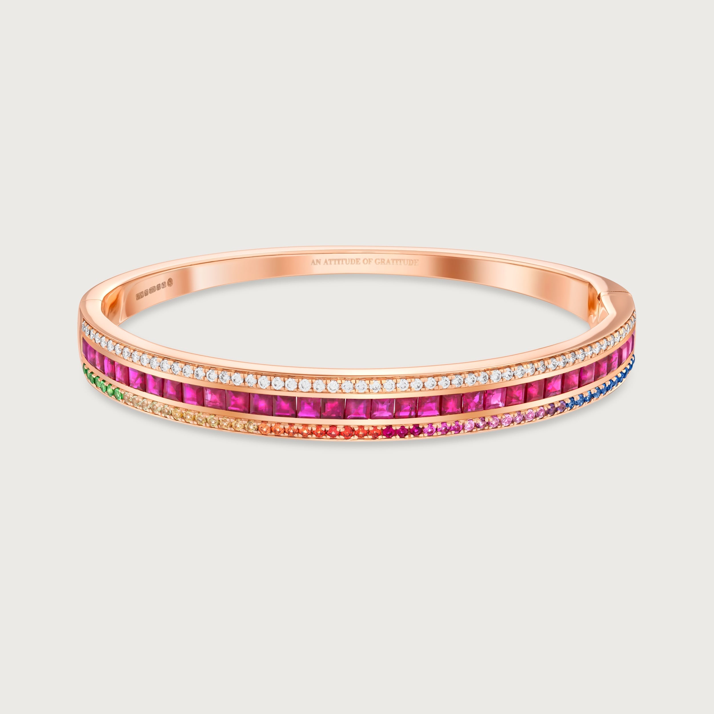 Bracelet Radiant Union arc-en-ciel et rubis, or rose 18 carats