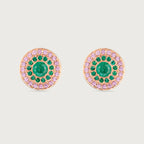 Boucle d'oreille à clip My Universe en émeraudes et saphirs roses, or rose 18 carats