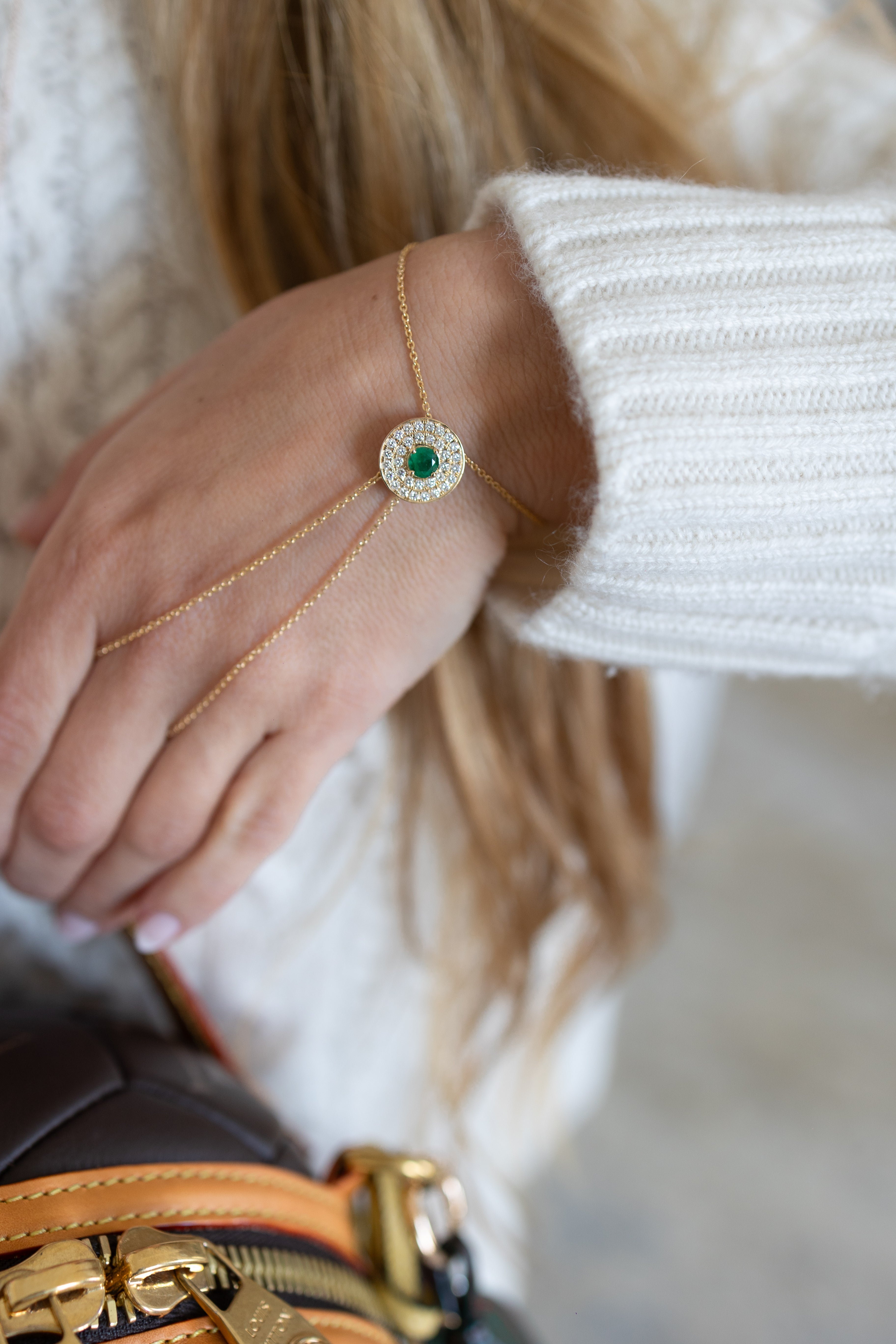 Collier et bracelet My Universe en émeraude et diamants, or jaune 18 carats