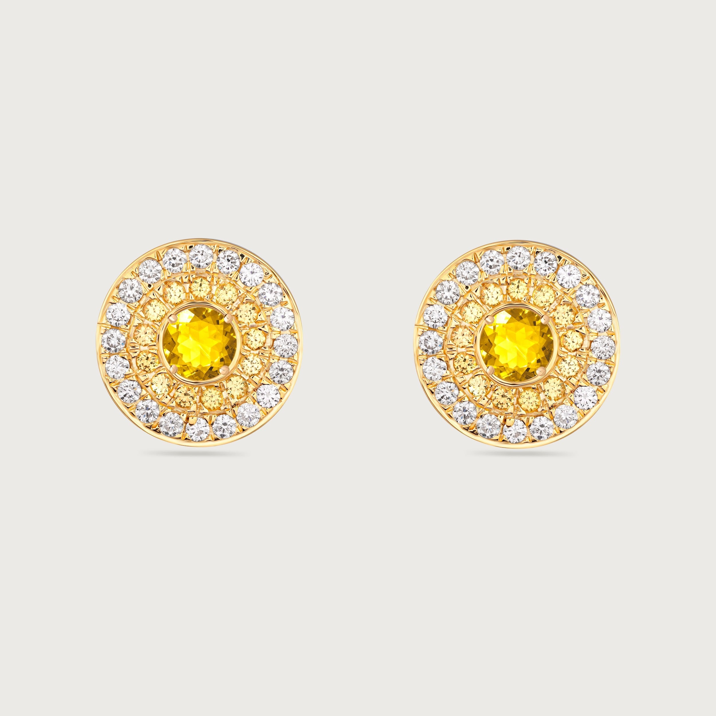 Boucle d'oreille à clip My Universe en saphirs jaunes et diamants, or jaune 18 carats