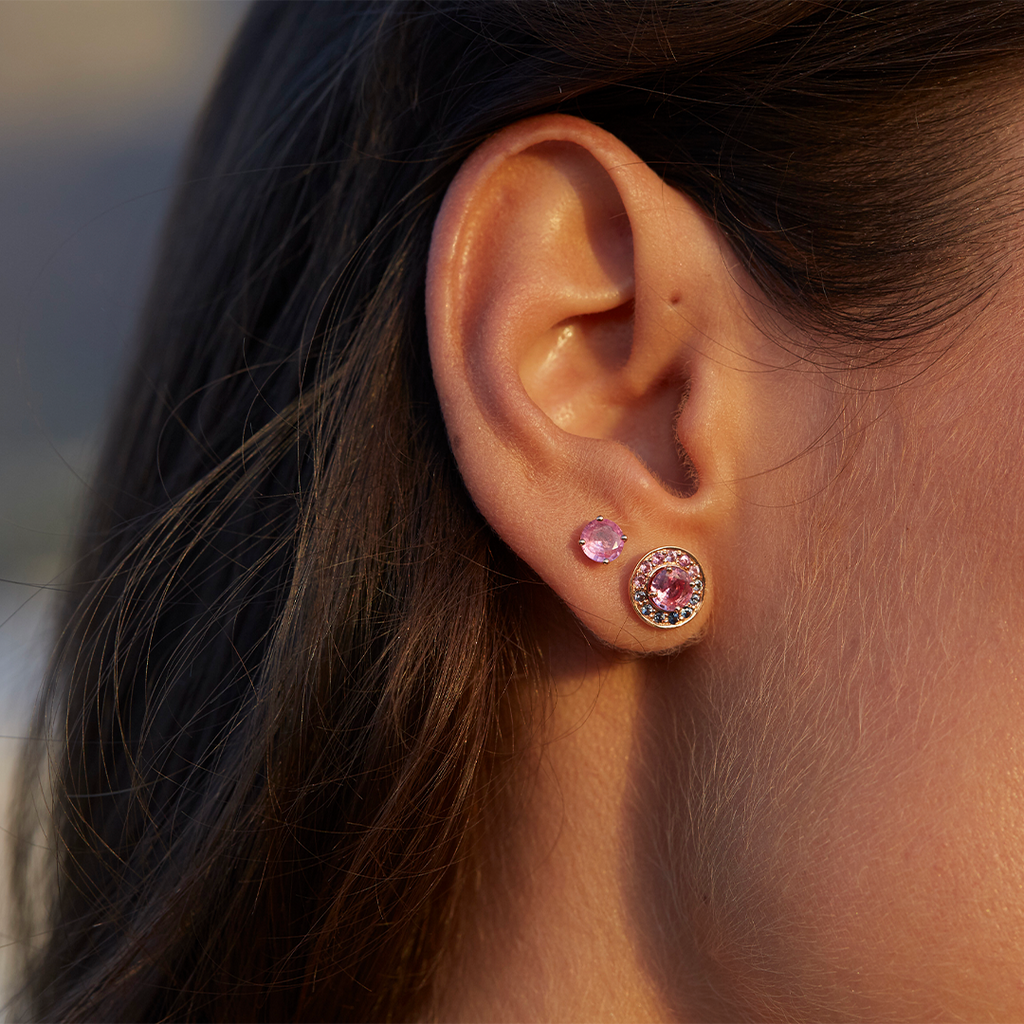 Halo en émeraudes et or rose 18 carats