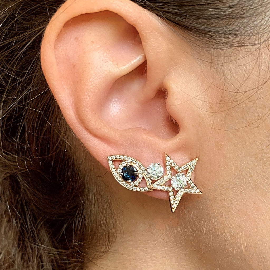 Halo Étoile en diamants et or rose 18 carats