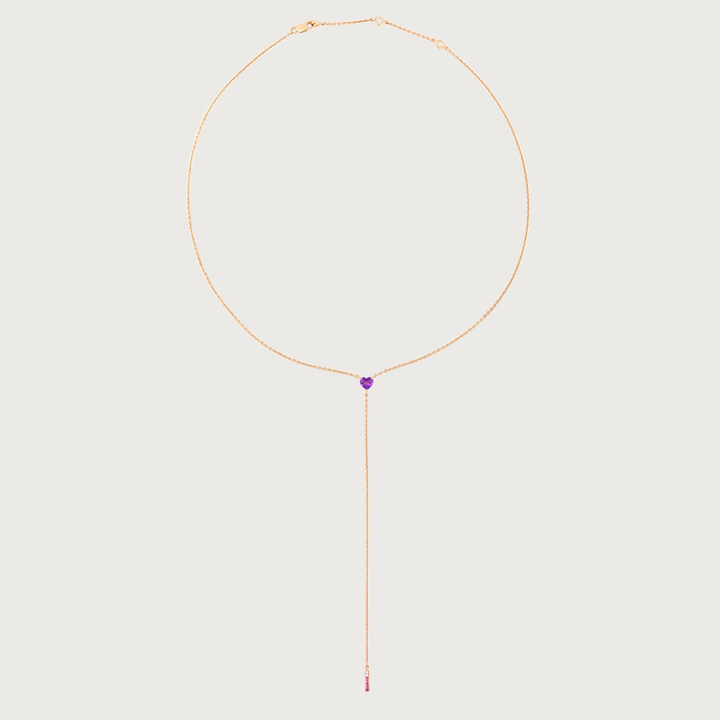 Collier Anima Cœur en améthyste, or rose 18 carats
