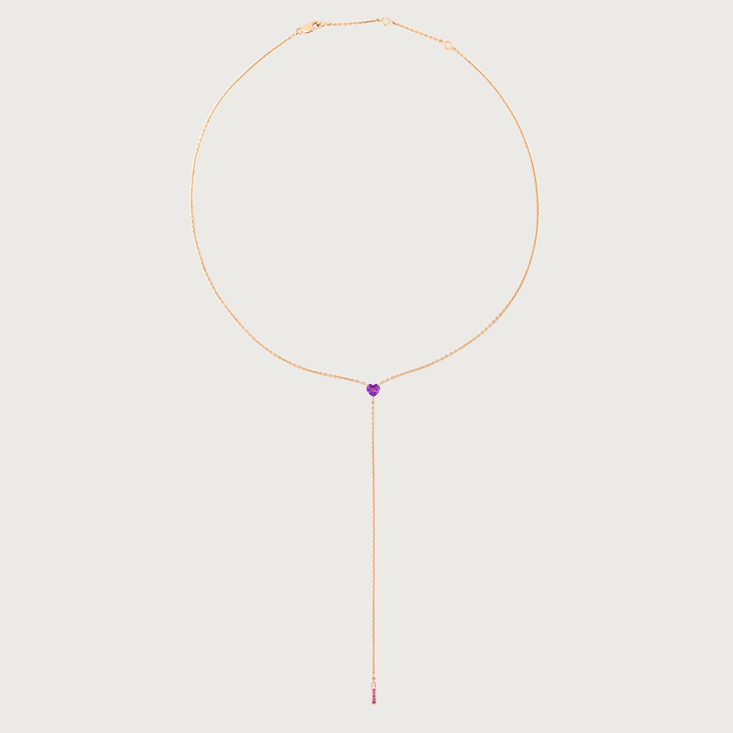 Collier Anima Cœur en améthyste, or rose 18 carats