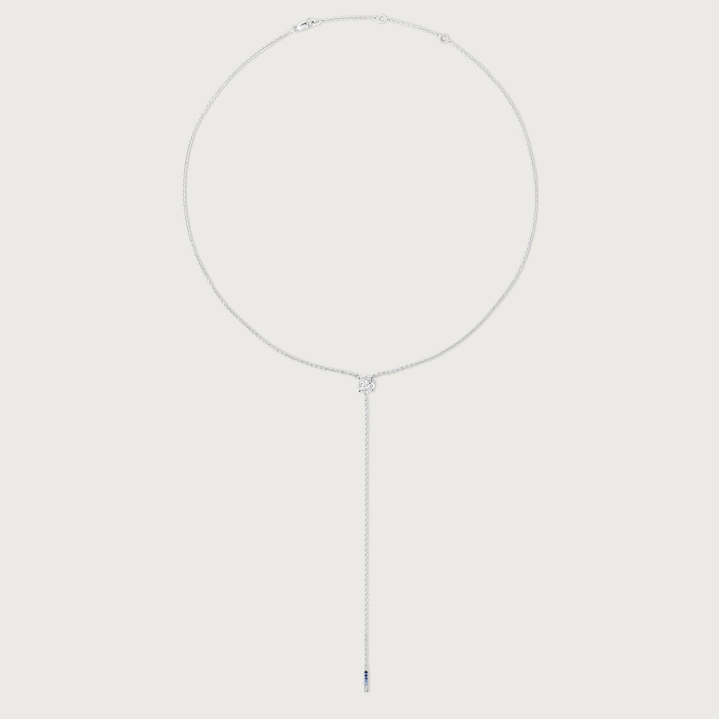 Collier Anima avec diamant rond de 1 carat taille pie-cut, or blanc 18 carats