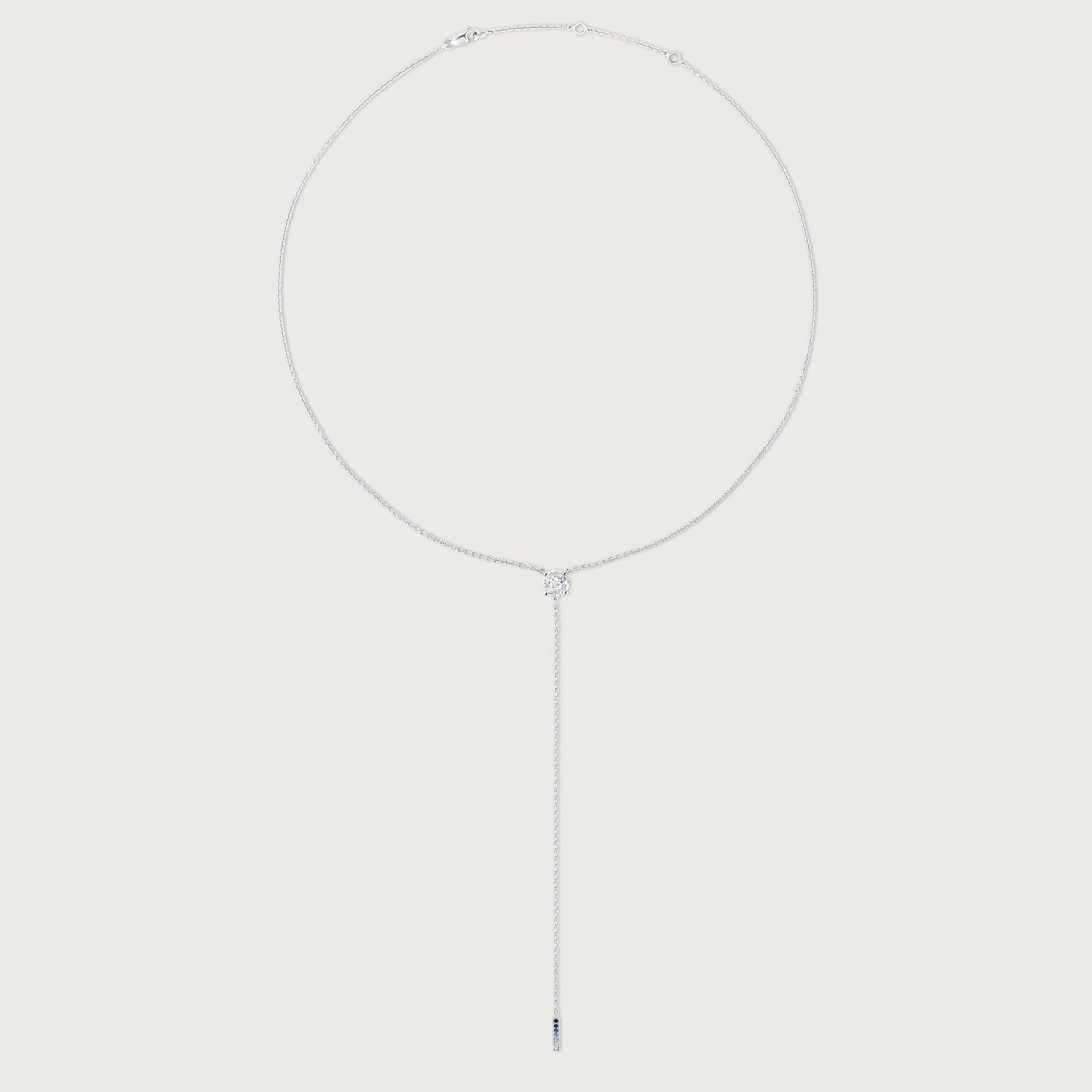 Collier Anima avec diamant rond de 1 carat taille pie-cut, or blanc 18 carats