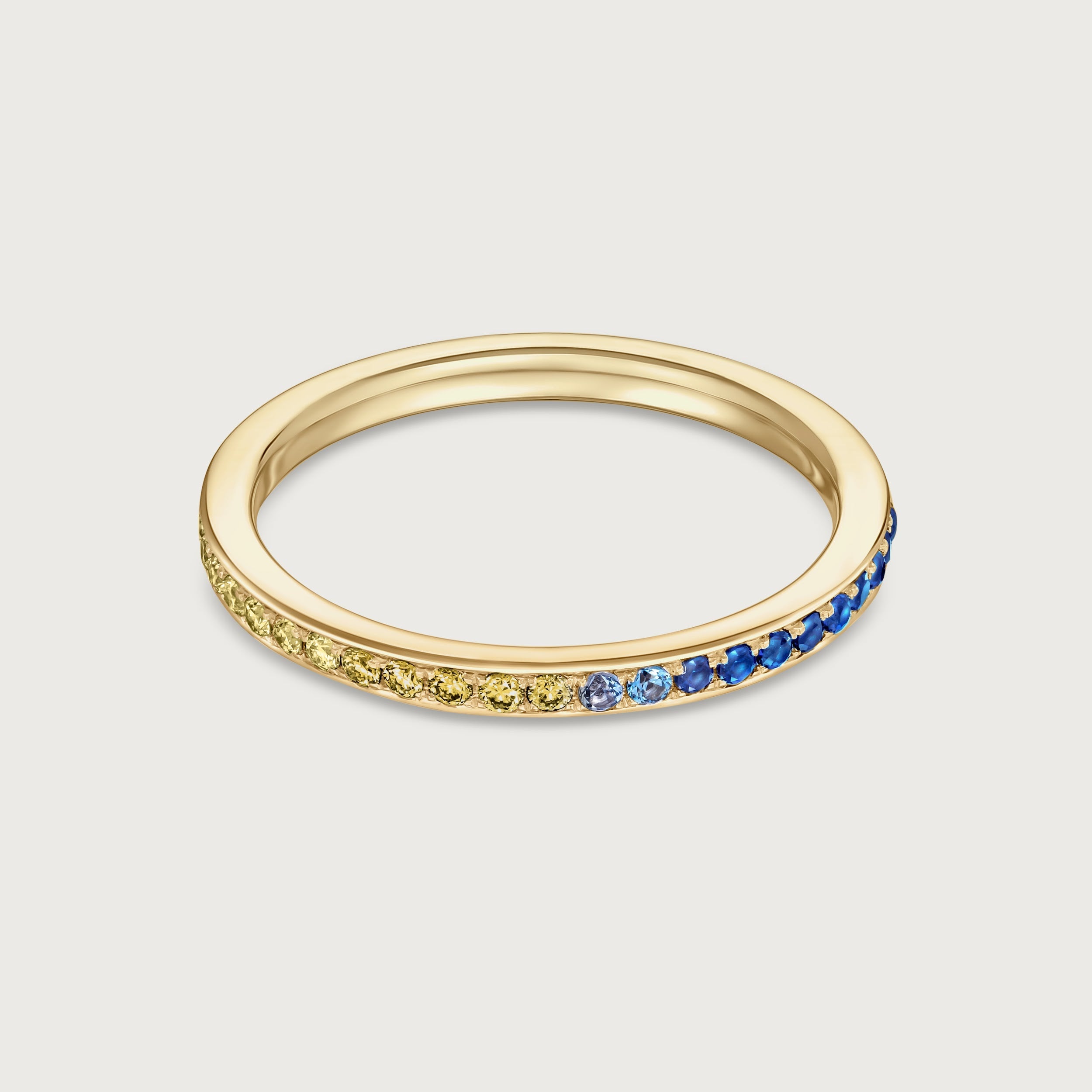 Bague Journey en saphirs bleus et péridots, or jaune 18 carats