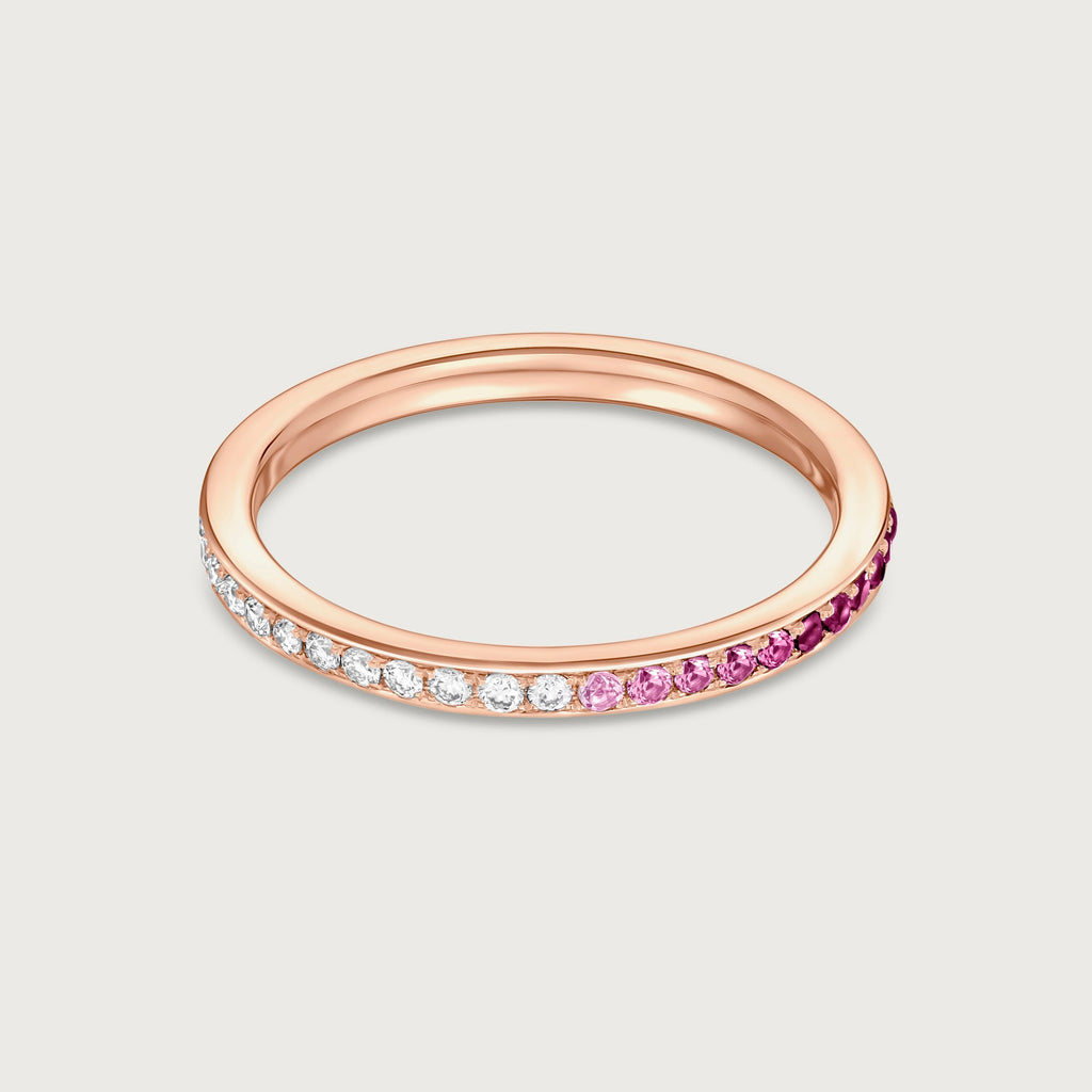 Bague Journey en diamants et saphirs roses, or rose 18 carats