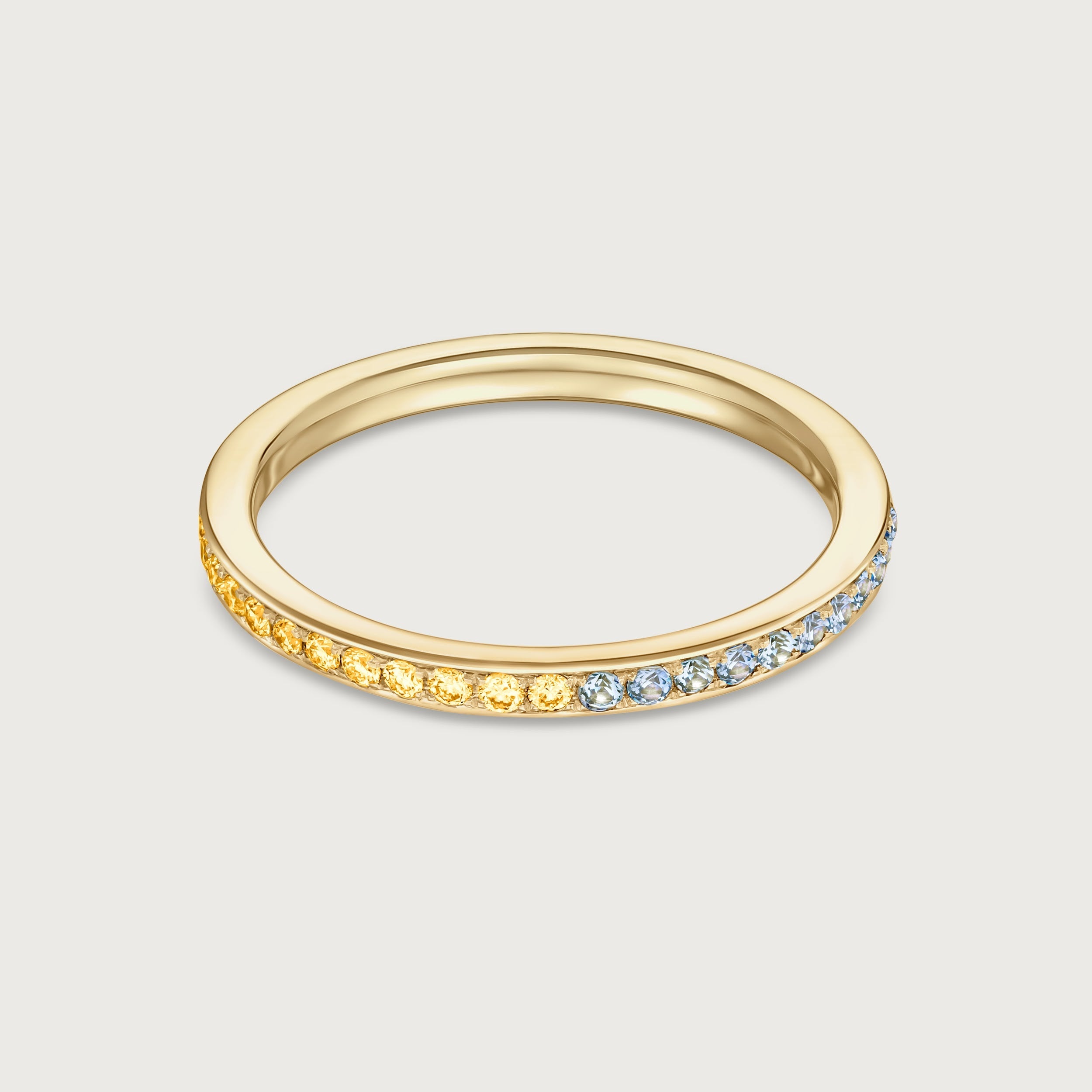 Bague Journey en topaze bleue et citrine, or jaune 18 carats