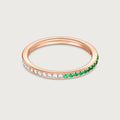 Bague Journey en diamants et émeraudes, or rose 18 carats