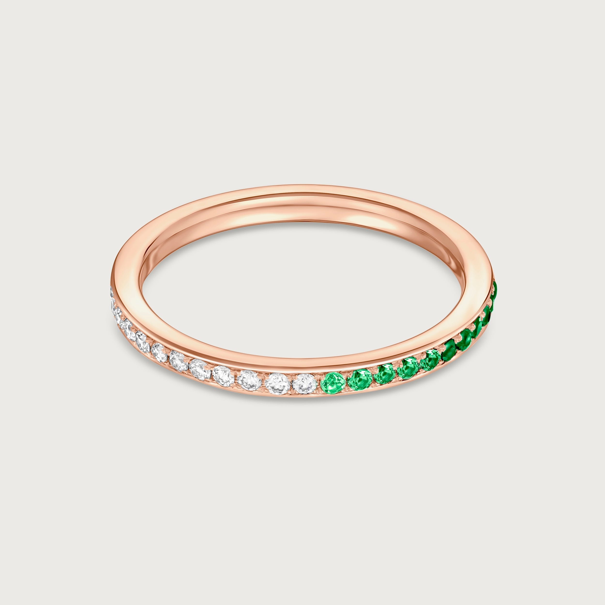 Bague Journey en diamants et émeraudes, or rose 18 carats