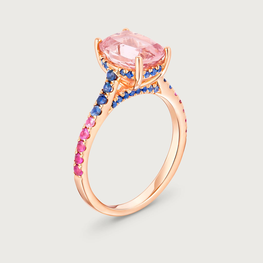 Bague cocktail Chroma en tourmaline rose et or rose 18 carats
