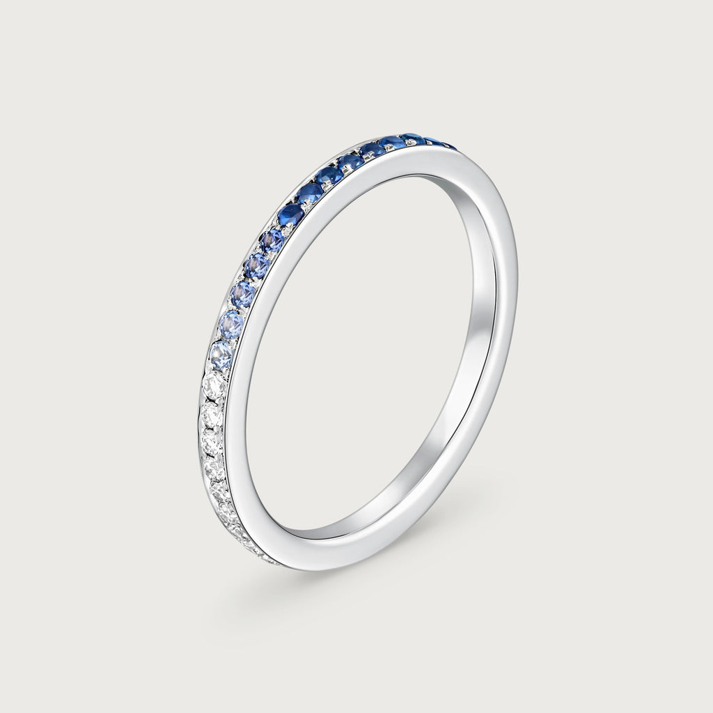 Bague Journey en diamants et saphirs bleus, or blanc 18 carats