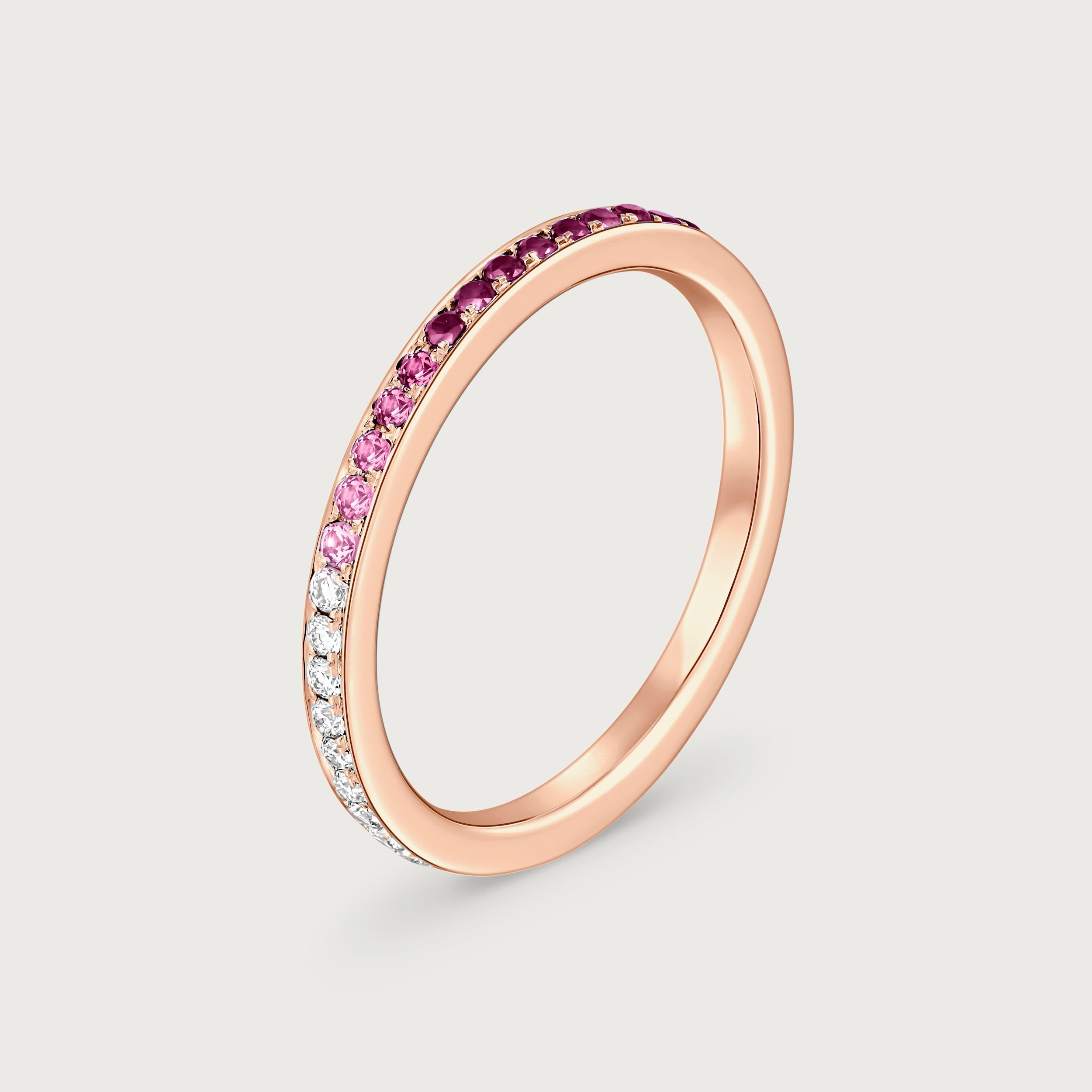 Bague Journey en diamants et saphirs roses, or rose 18 carats