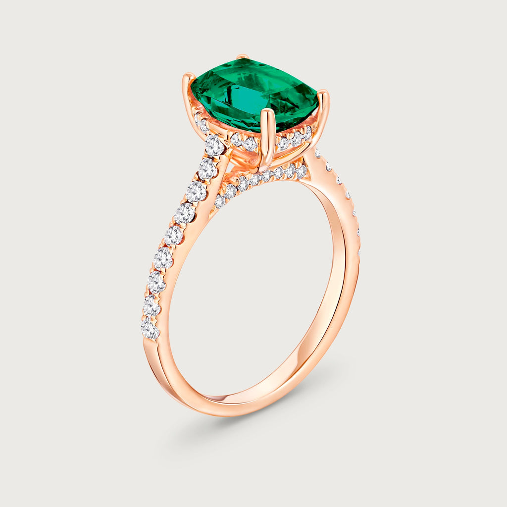 Bague cocktail Chroma en émeraude et or rose 18 carats