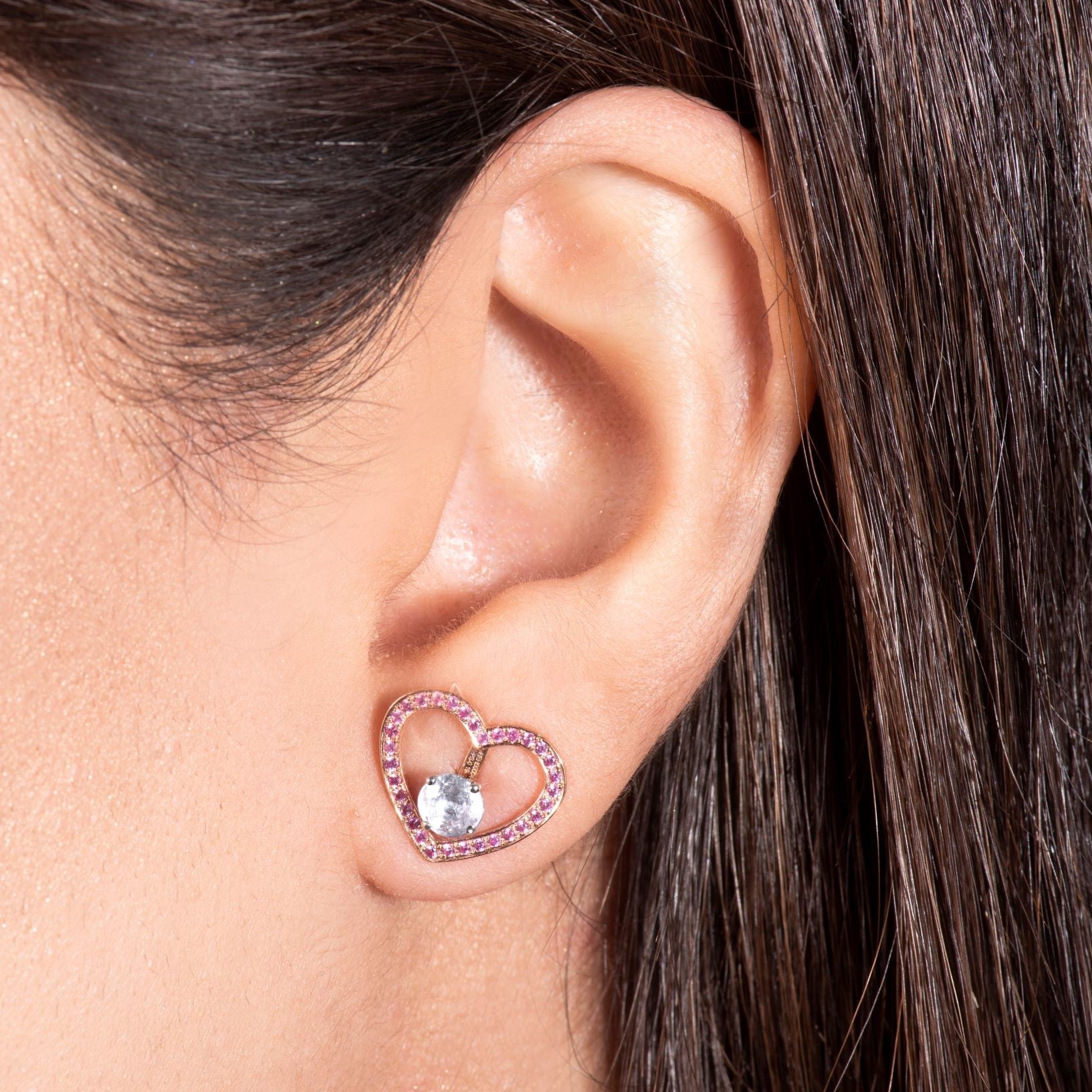 Halo Heart en saphirs roses et or rose 18 carats