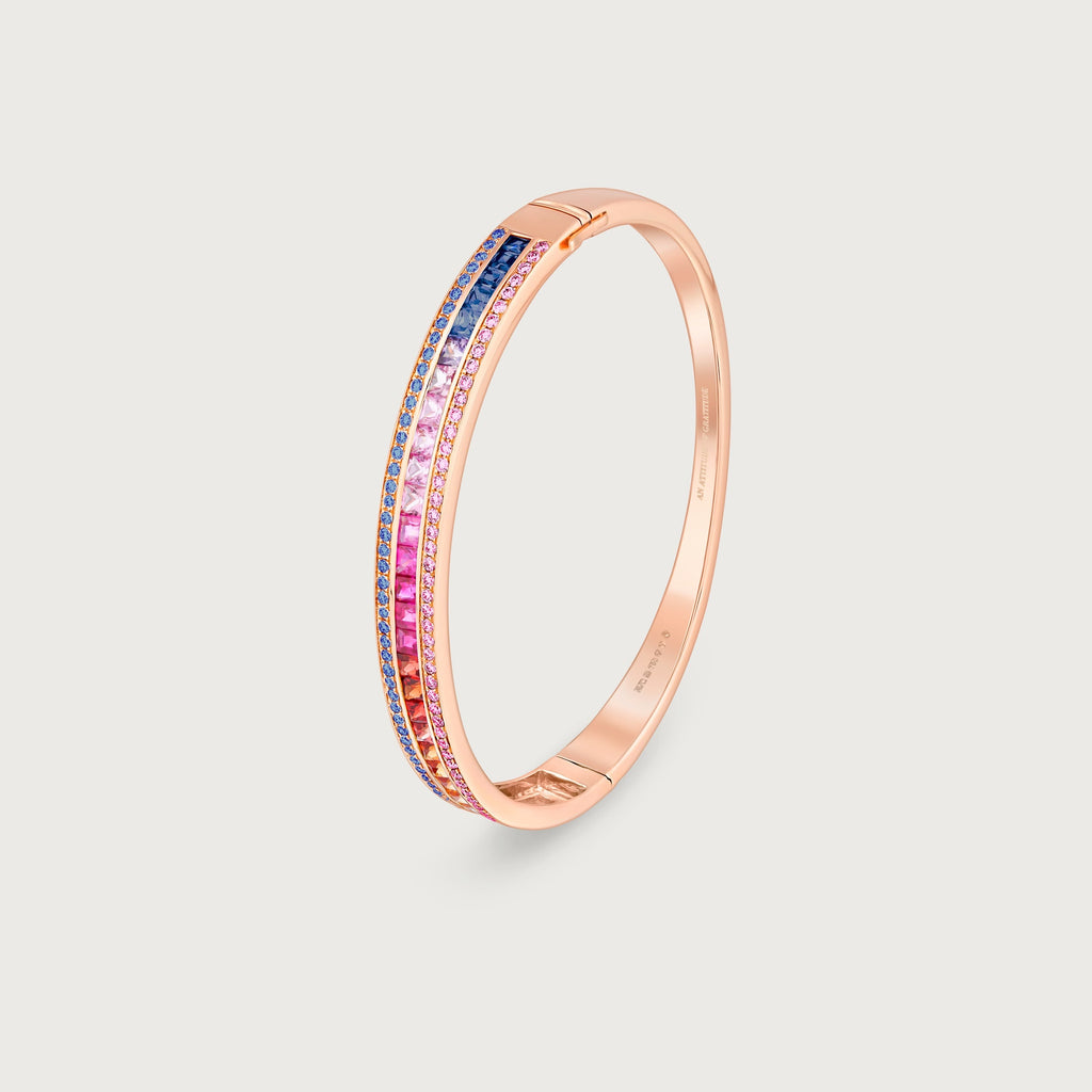 Bracelet Radiant Union arc-en-ciel en or rose 18 carats
