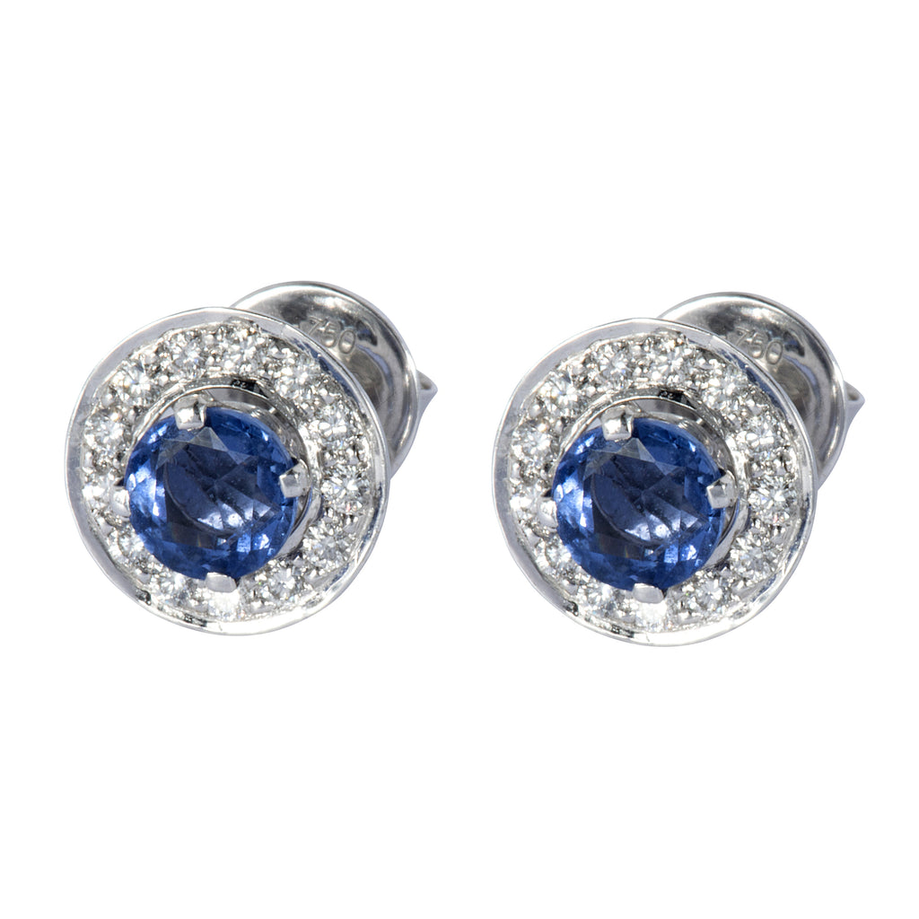 Boucle d'oreille à clou en saphir bleu