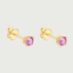 Boucle d'oreille à clou en saphir rose