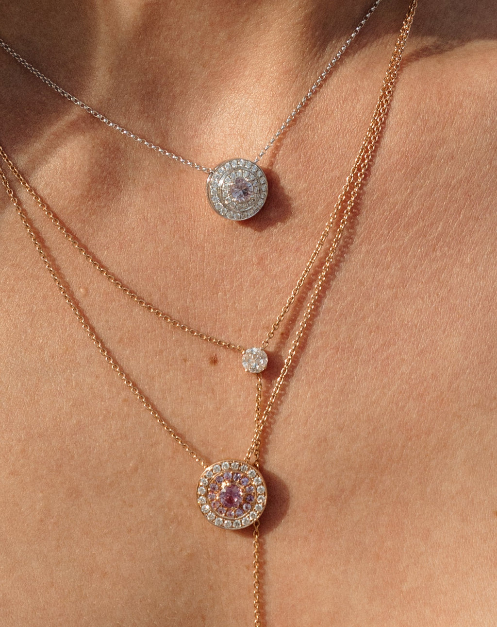 Collier Anima avec diamant rond de 1 carat taille pie-cut, or blanc 18 carats