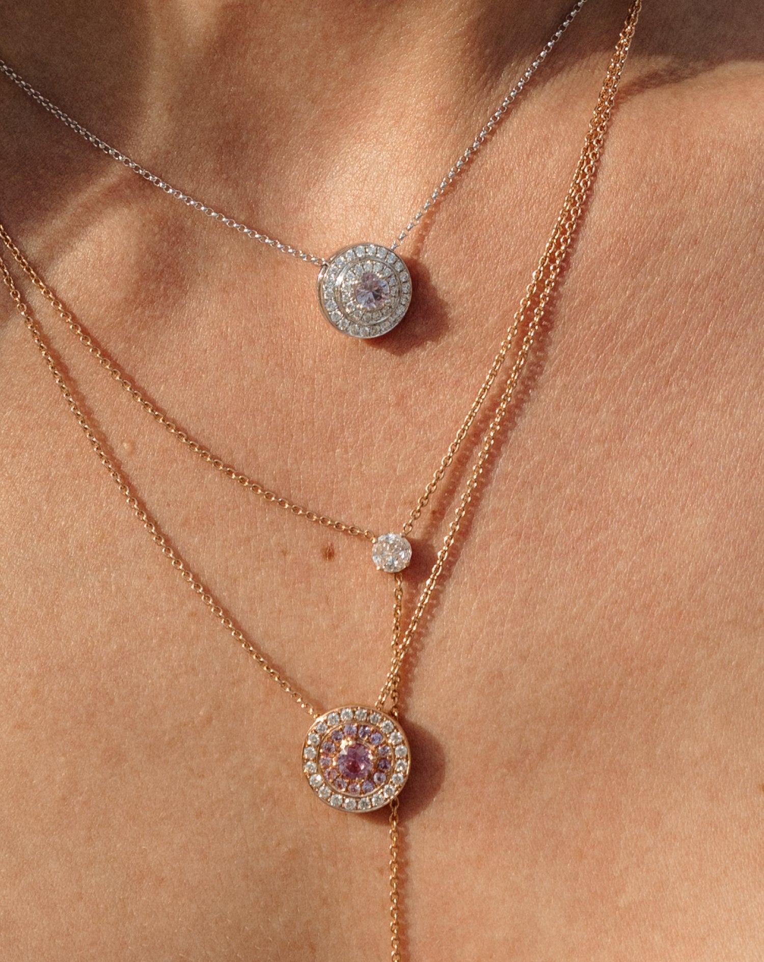 Collier Anima avec diamant rond de 1 carat taille pie-cut, or blanc 18 carats