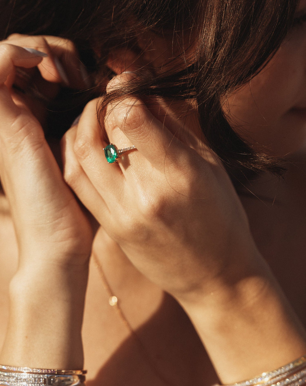 Bague cocktail Chroma en émeraude et or rose 18 carats