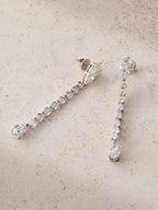 Boucles d'oreilles pendantes en diamant à 8 rangs